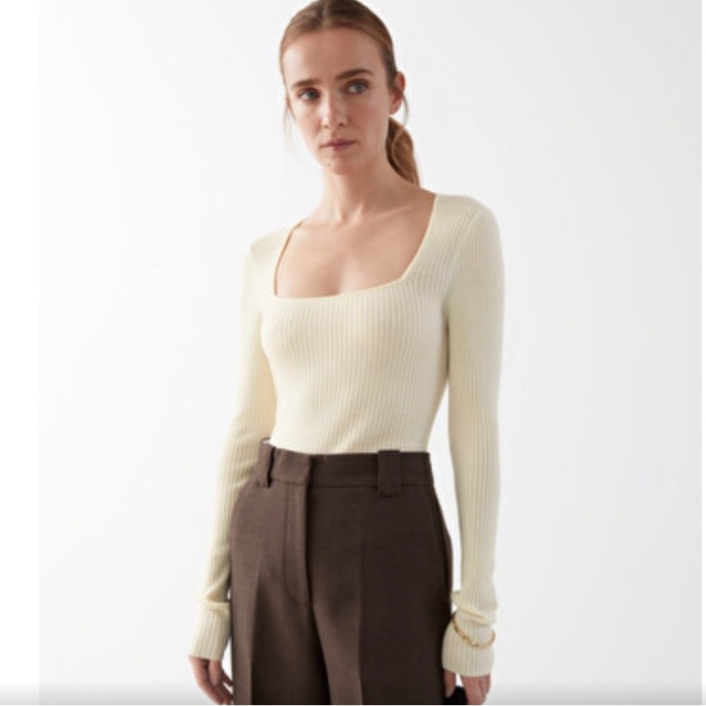 & Other Stories rib knit top with square neck
